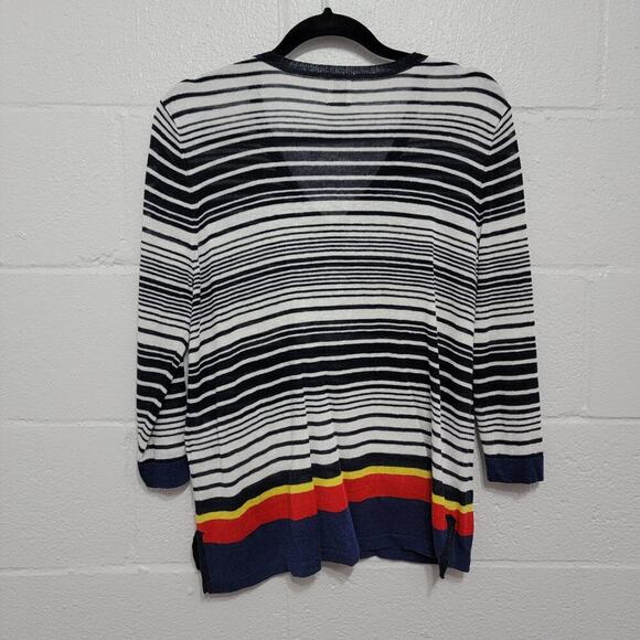 Anne Klein Striped Linen Blend Sweater Large Coast Nautical 799 - Picture 3 of 9